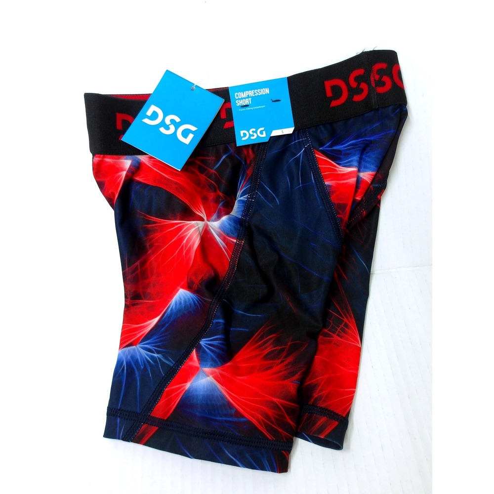 DSG Boys Compression Shorts Small Red‎ Blue Black Abstract Electric Print/#26487